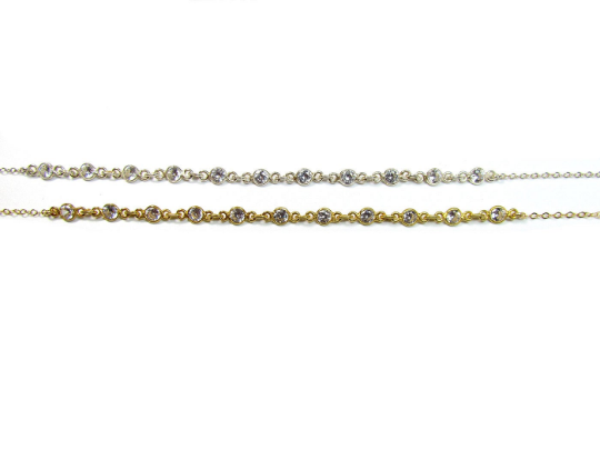 Cubic Zirconia Choker Necklace | Bezel-Set CZ Chain